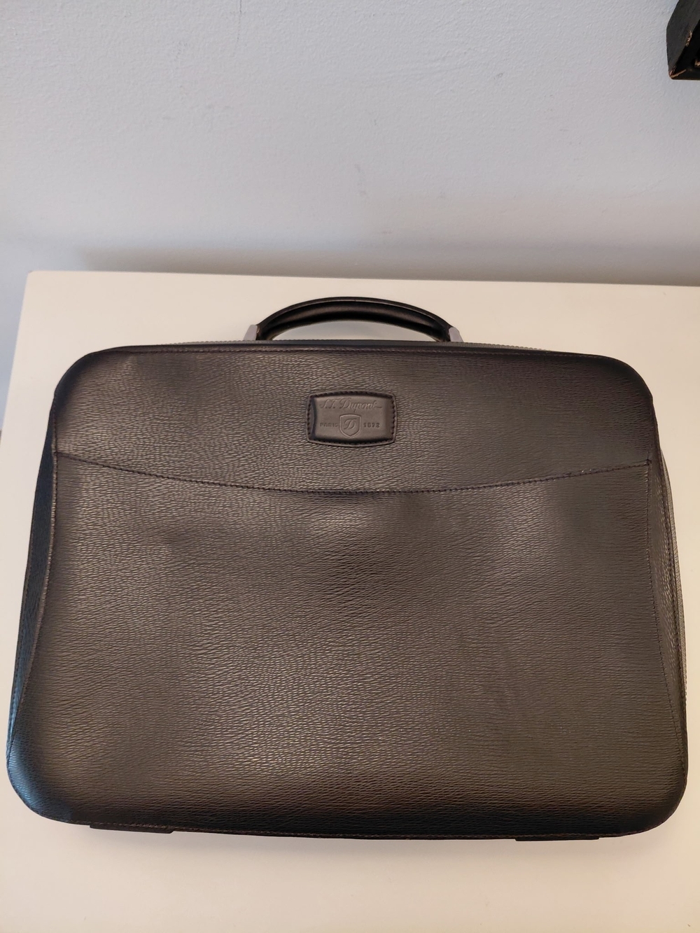 S.T. Dupont Line D Black Leather Laptop Bag